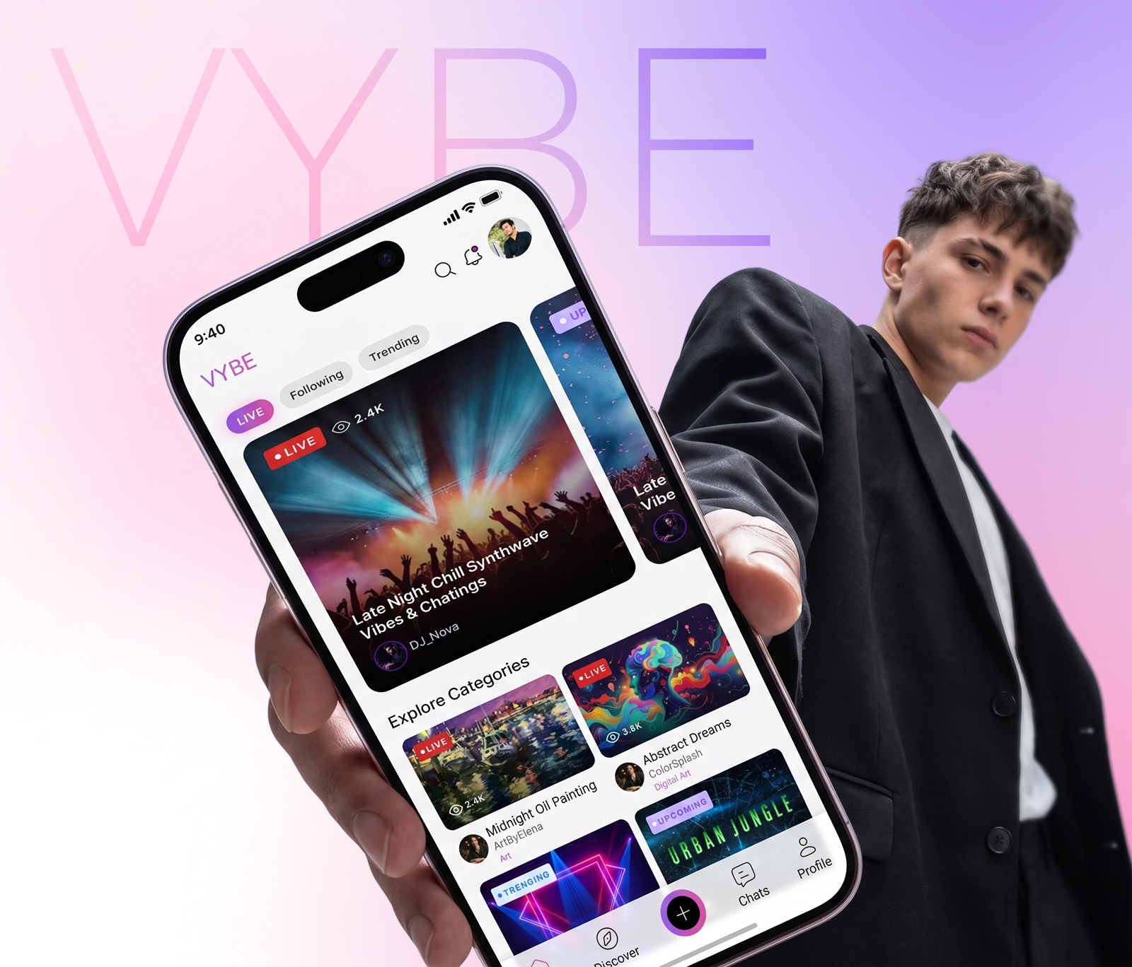 VYBE - Social Live Streaming App UI Design